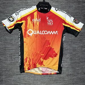 Squadra Cycling Jersey Shirt Men's M Orange Qualcomm La Jolla Short Sleeve